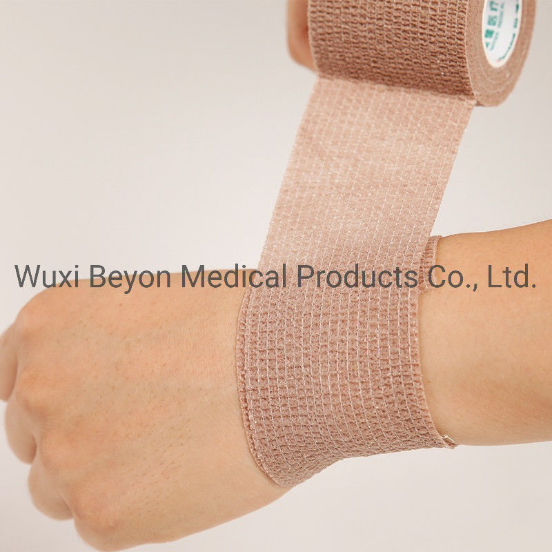 Red Non Woven Cohesive Bandage Medical Compression Self-Adhering Flexible Protect Body Parts